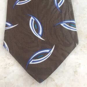 GINO POMPEII SILK BLEND BROWN WHITE PURPLE TEAL NECKTIE
